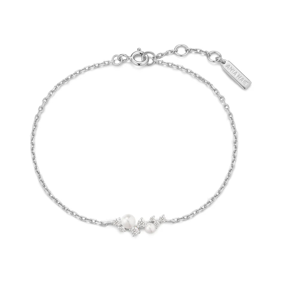 Ania Haie - Shell Pearl Cluster Bracelet - Silver