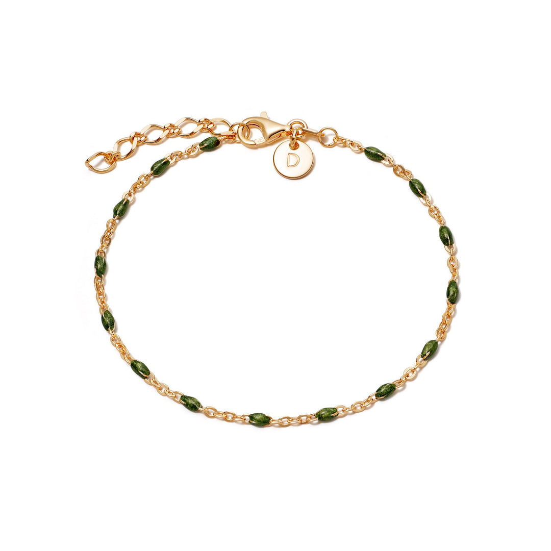 Daisy London - Treasures Green Beaded Bracelet - Gold