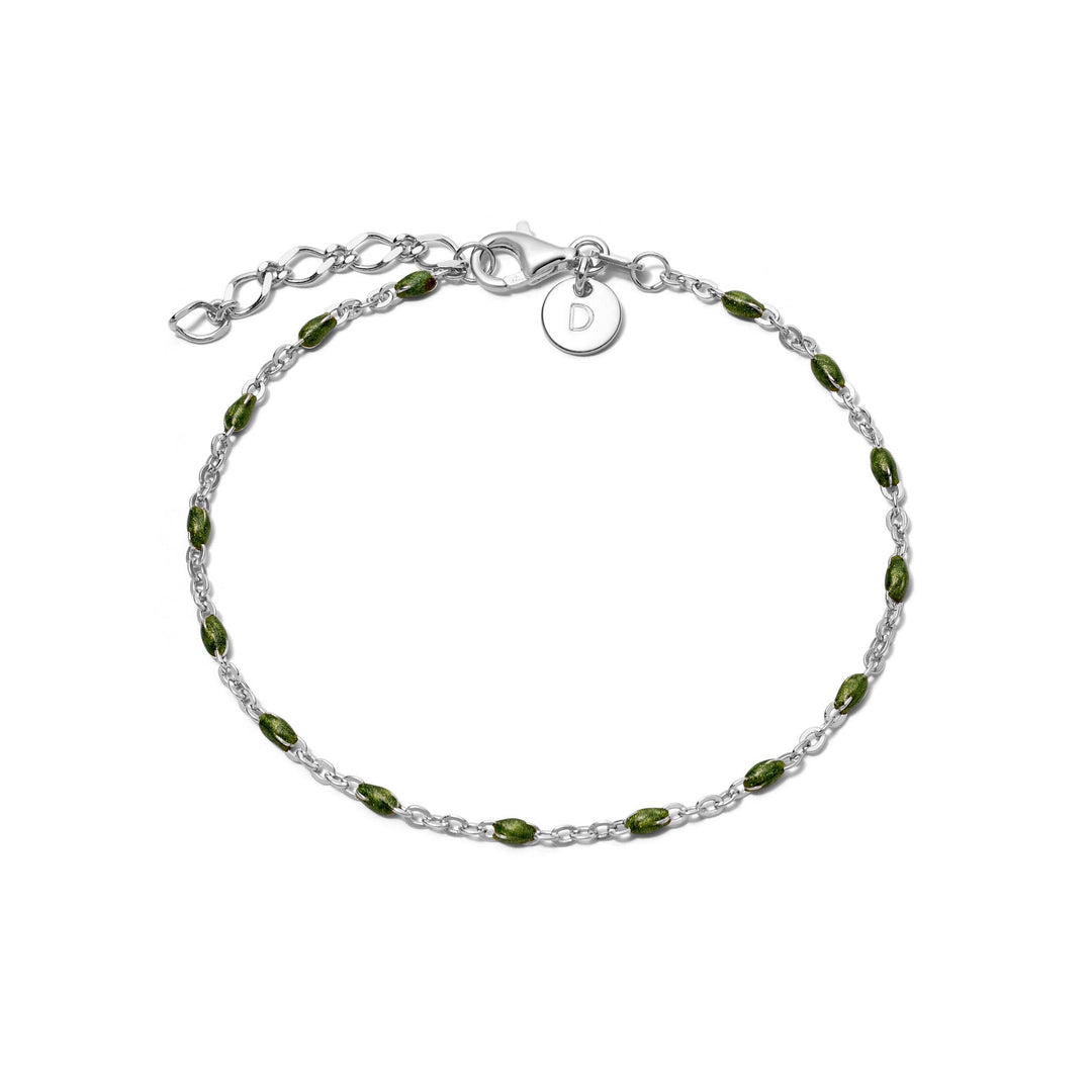 Daisy London - Treasures Green Beaded Bracelet - Silver
