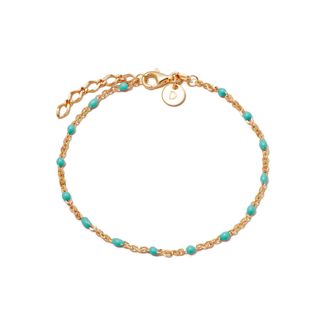 Daisy London - Treasures Turquoise Beaded Bracelet - Gold