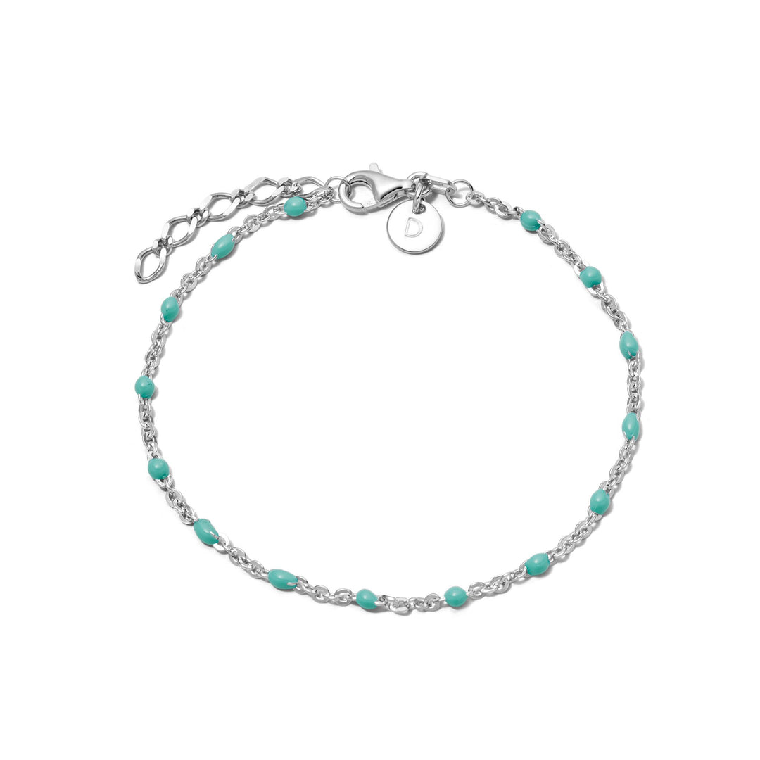 Daisy London - Treasures Turquoise Beaded Bracelet - Silver