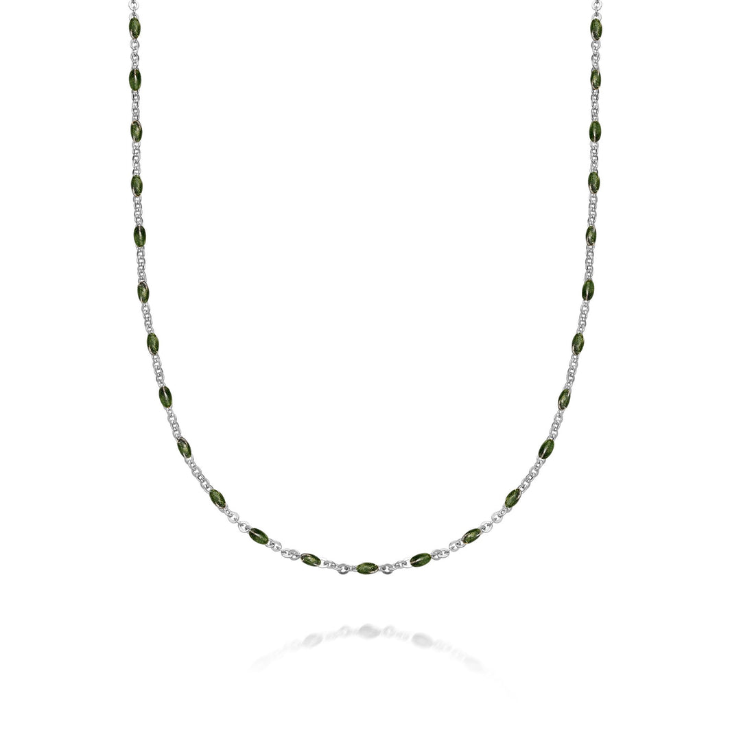 Daisy London - Treasures Green Beaded Necklace - Silver