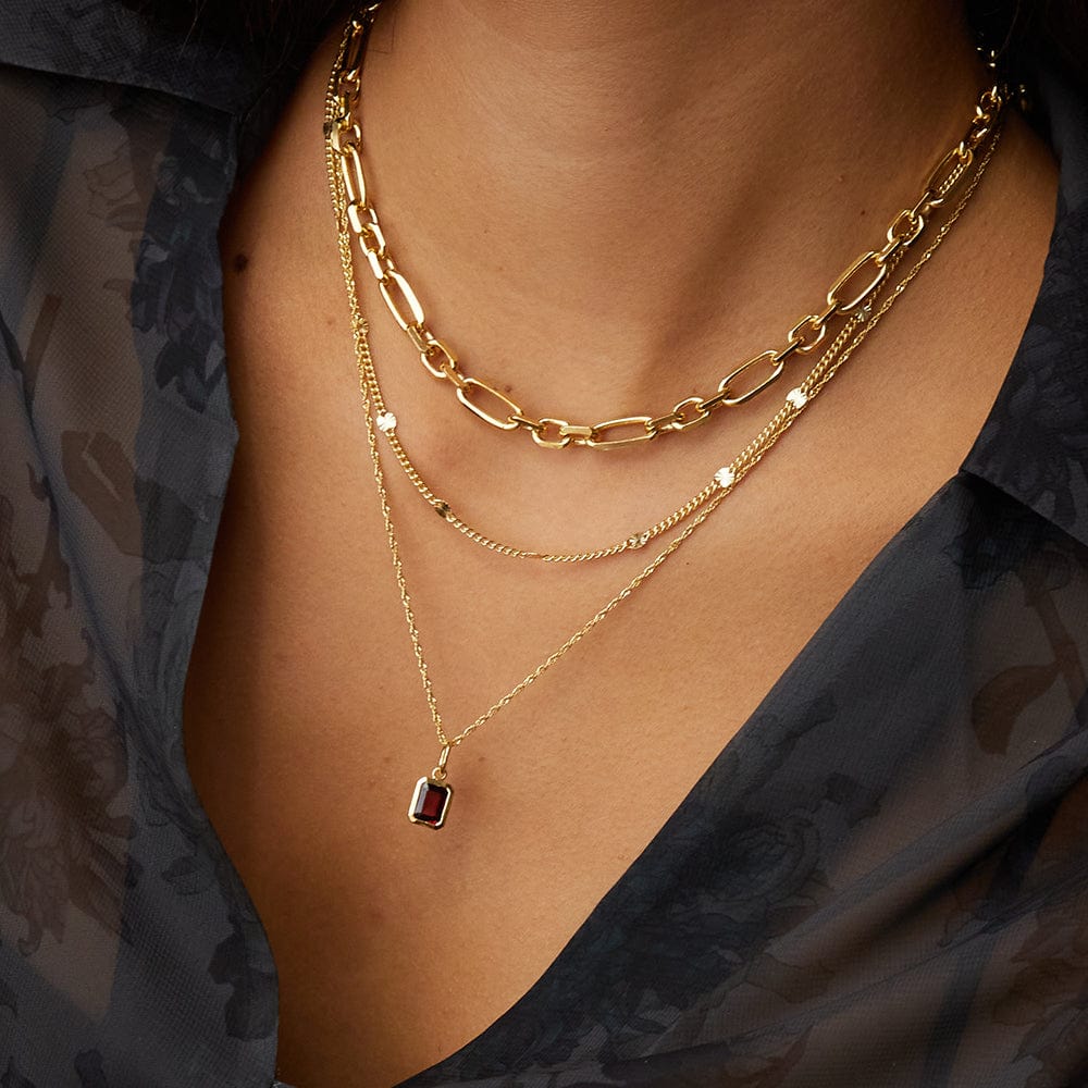 Daisy London - Birthstone Necklace - Garnet January - Gold