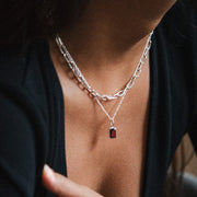 Daisy London - Birthstone Necklace - Garnet January - Silver