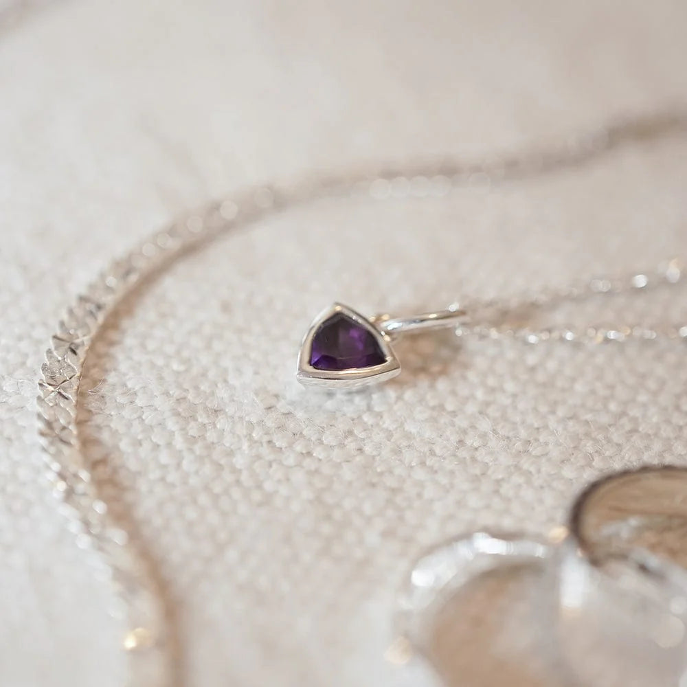Daisy London - Birthstone Necklace - Amethyst February - Silver