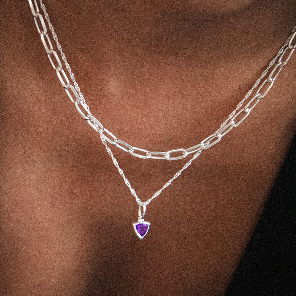 Daisy London - Birthstone Necklace - Amethyst February - Silver