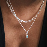 Daisy London - Birthstone Necklace - Aquamarine March - Silver