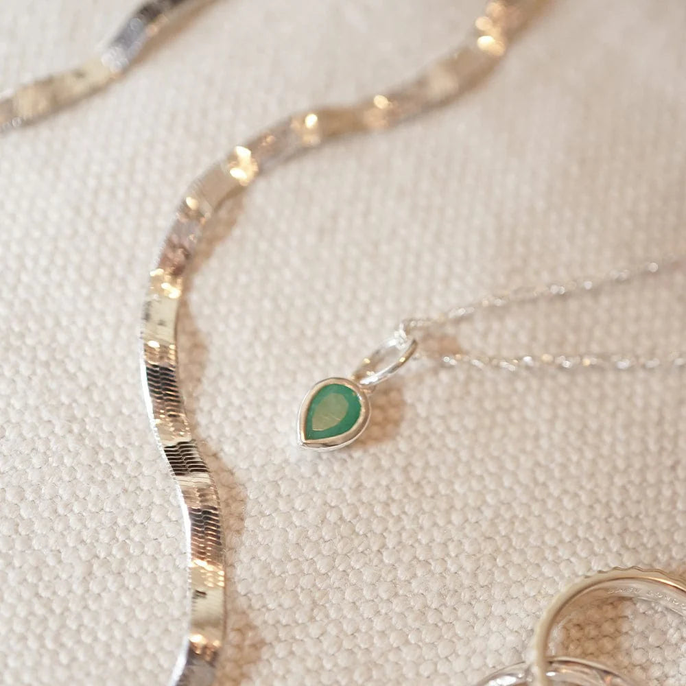 Daisy London - Birthstone Necklace - Emerald May - Silver