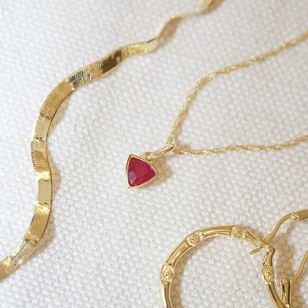 Daisy London - Birthstone Necklace - Ruby July - Gold
