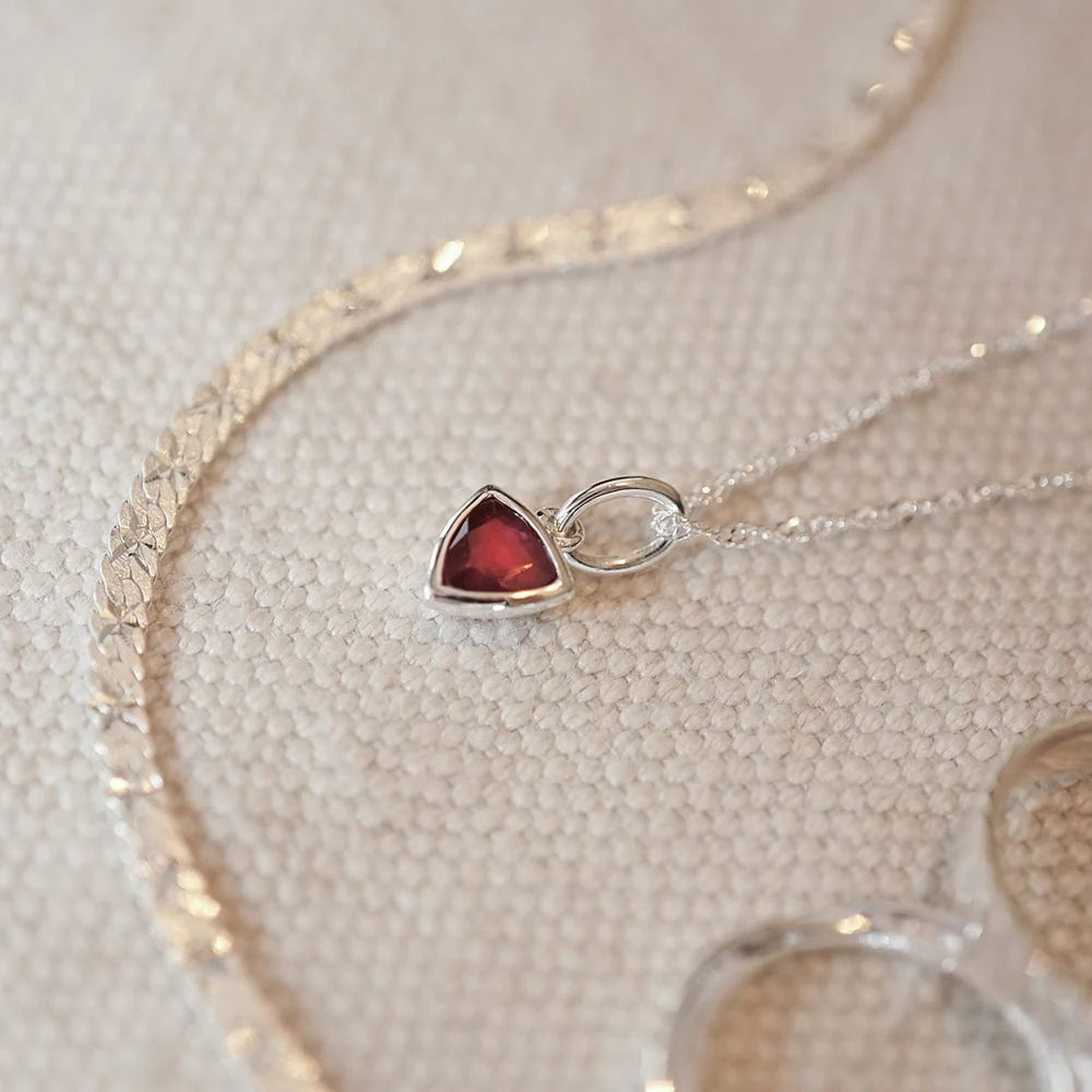 Daisy London - Birthstone Necklace - Ruby July - Silver