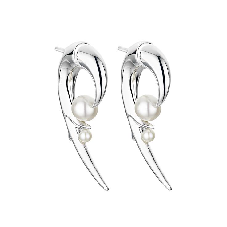 Shaun Leane - Cherry Blossom Pearl Hook Earrings - Silver