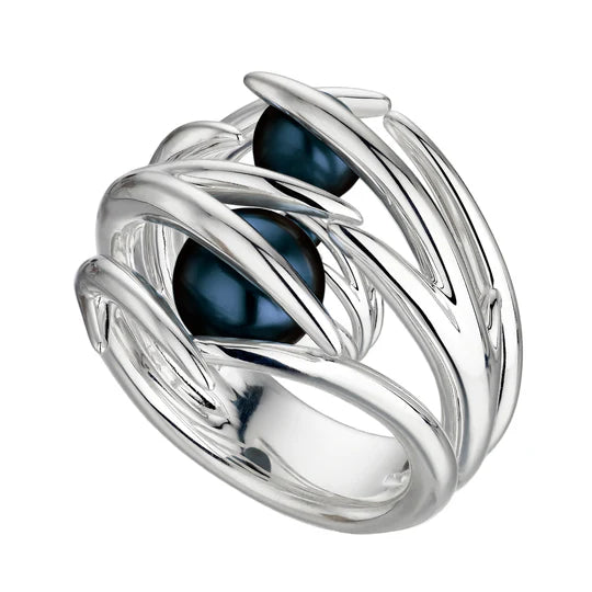 Shaun Leane - Hooked Black Pearl Ring - Silver