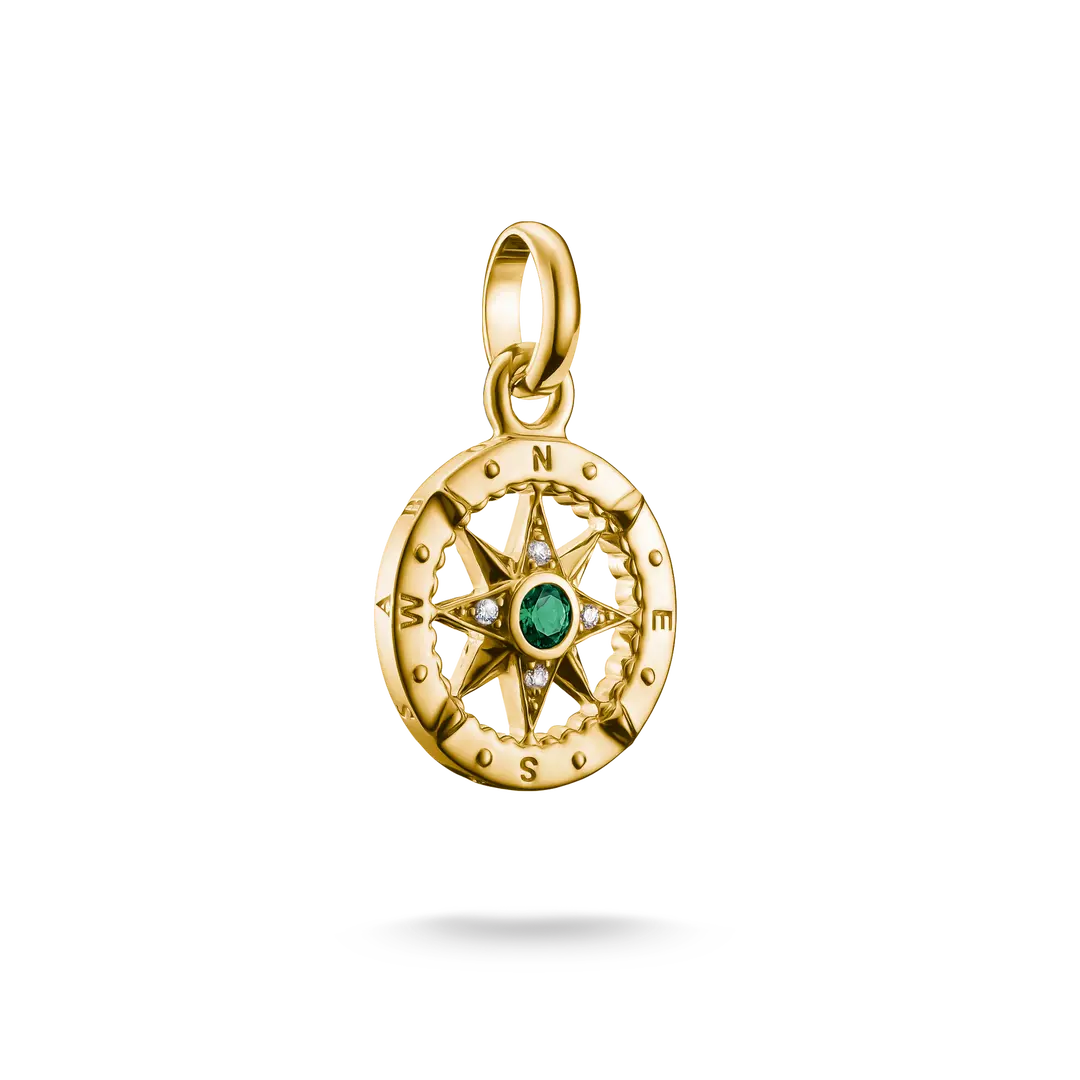 Thomas Sabo - Charm Connect Compass With Green Nanocrystal - Gold