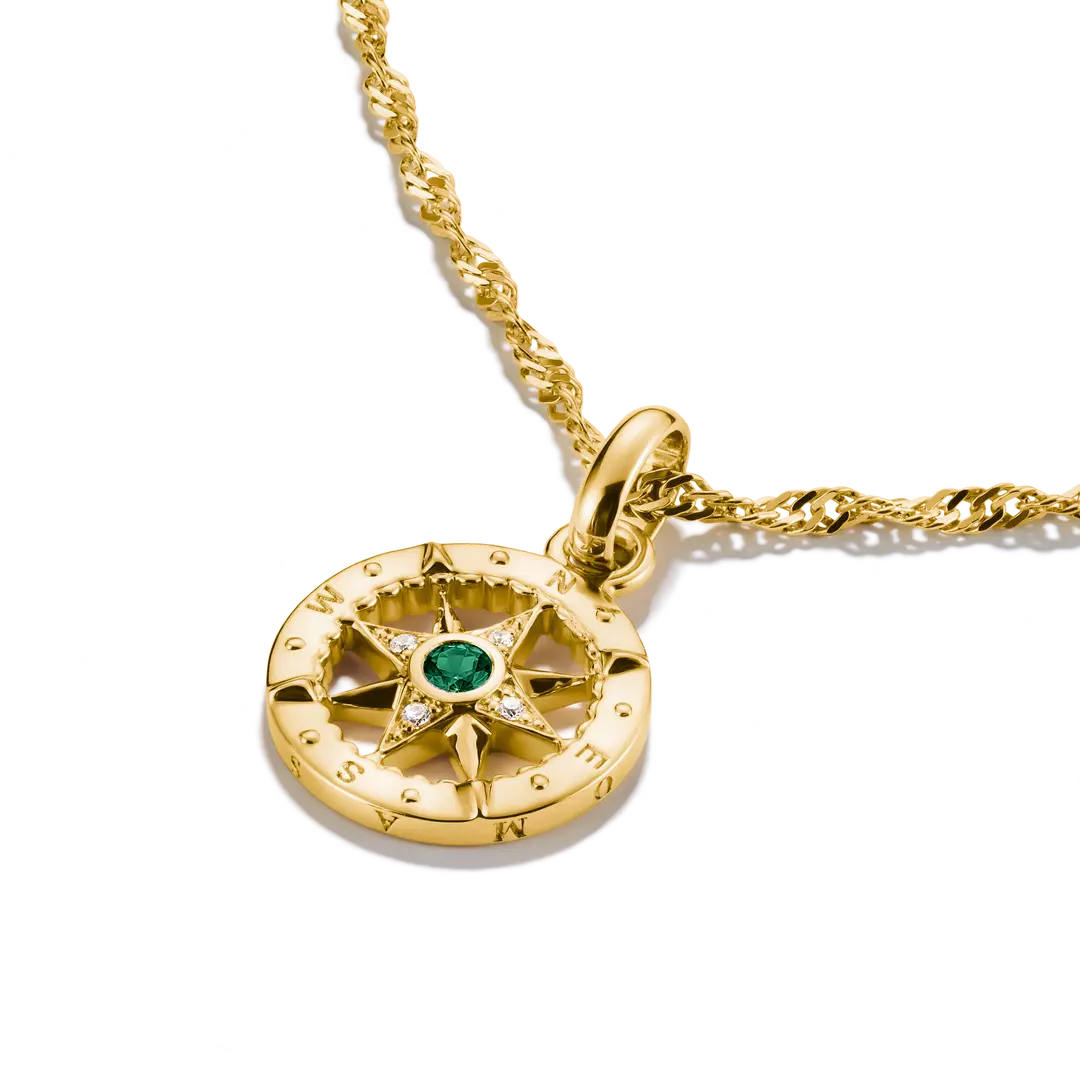 Thomas Sabo - Charm Connect Compass With Green Nanocrystal - Gold