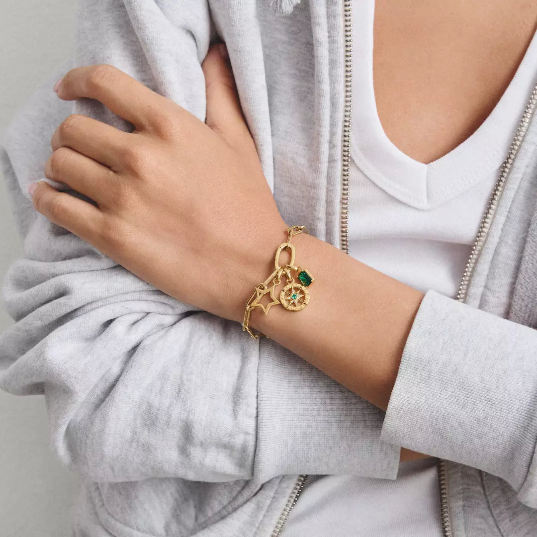 Thomas Sabo - Charm Connect Compass With Green Nanocrystal - Gold