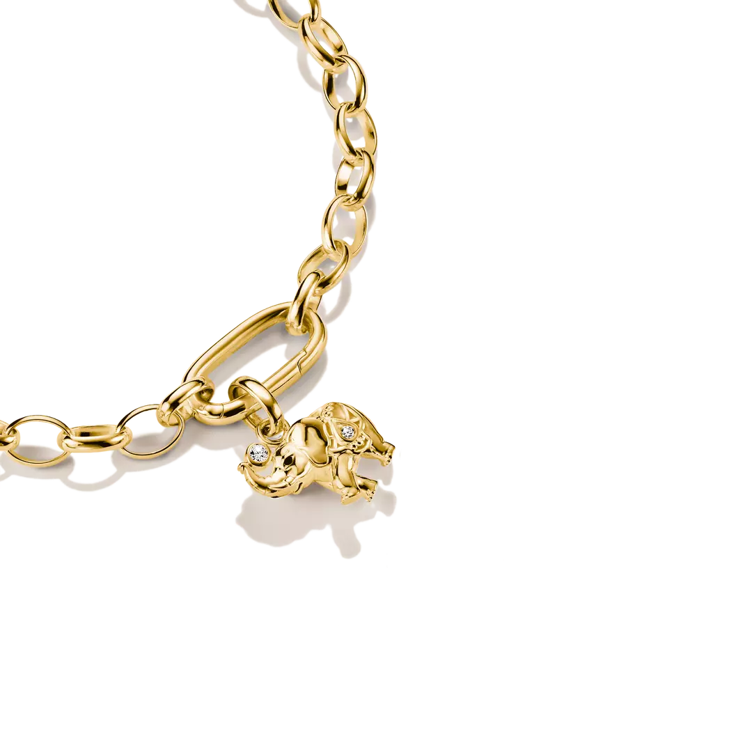 Thomas Sabo - Charm Connect Elephant With White Zirconia – Gold