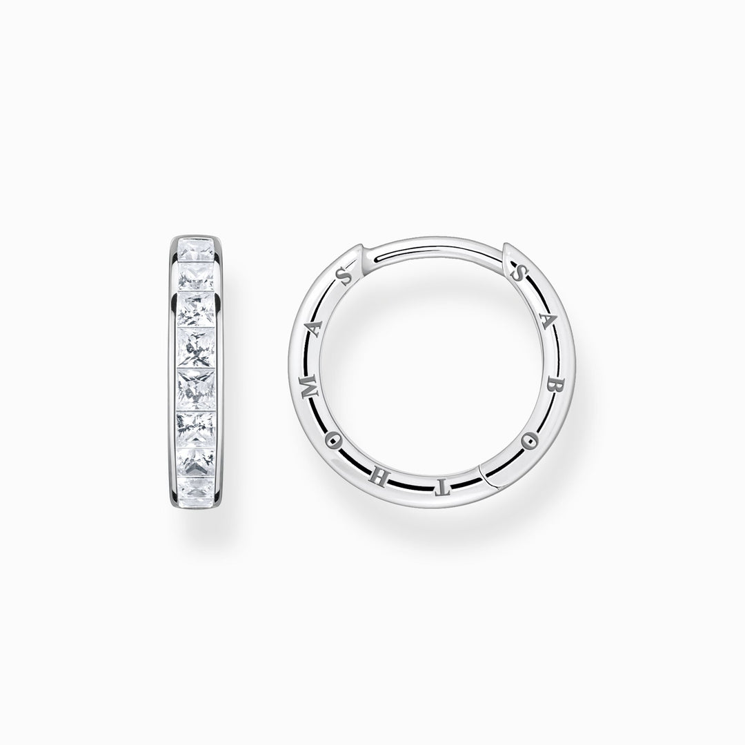 Thomas Sabo - Hoop earrings white stones pavé silver