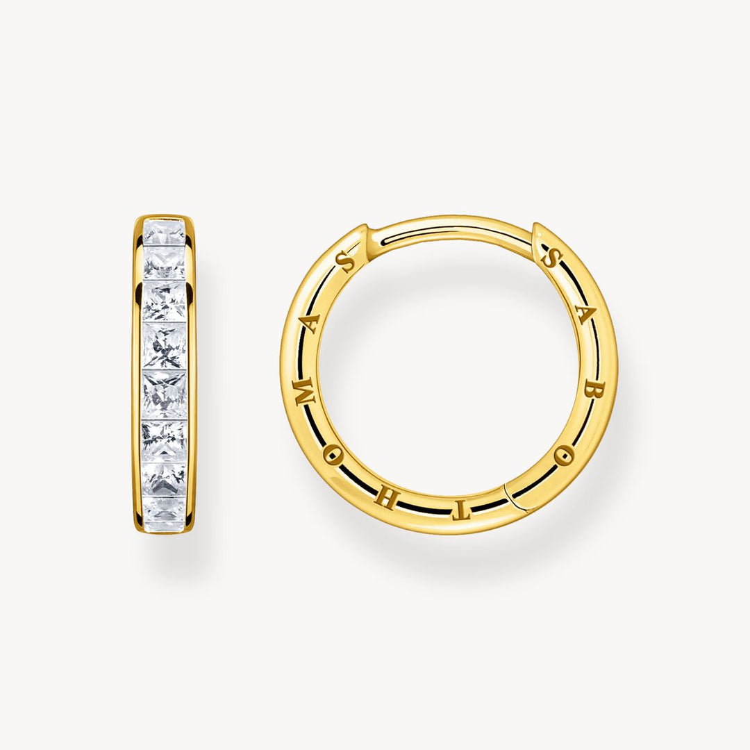 Thomas Sabo - White Stones Pavé Hoop Earrings - Gold