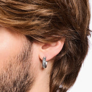 Thomas Sabo - Blackened Silver Crocodile Shell Hoop Earrings