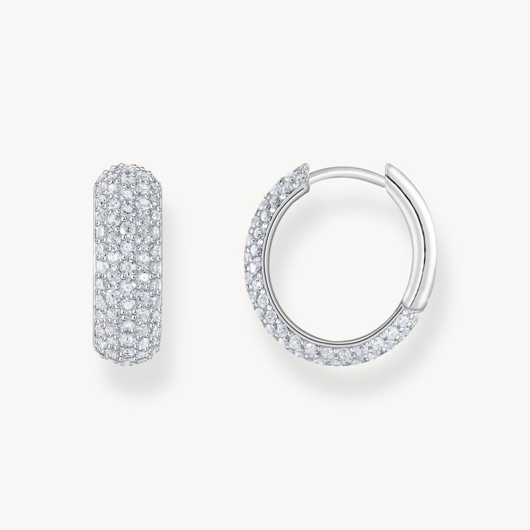 Thomas Sabo - Small Wide CZ Hoop Earrings - Silver