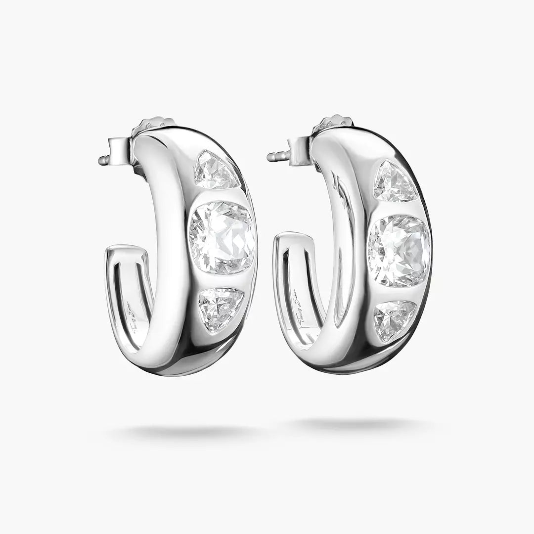 Thomas Sabo - Bold Elegance Sparkling CZ Hoop Earrings - Silver