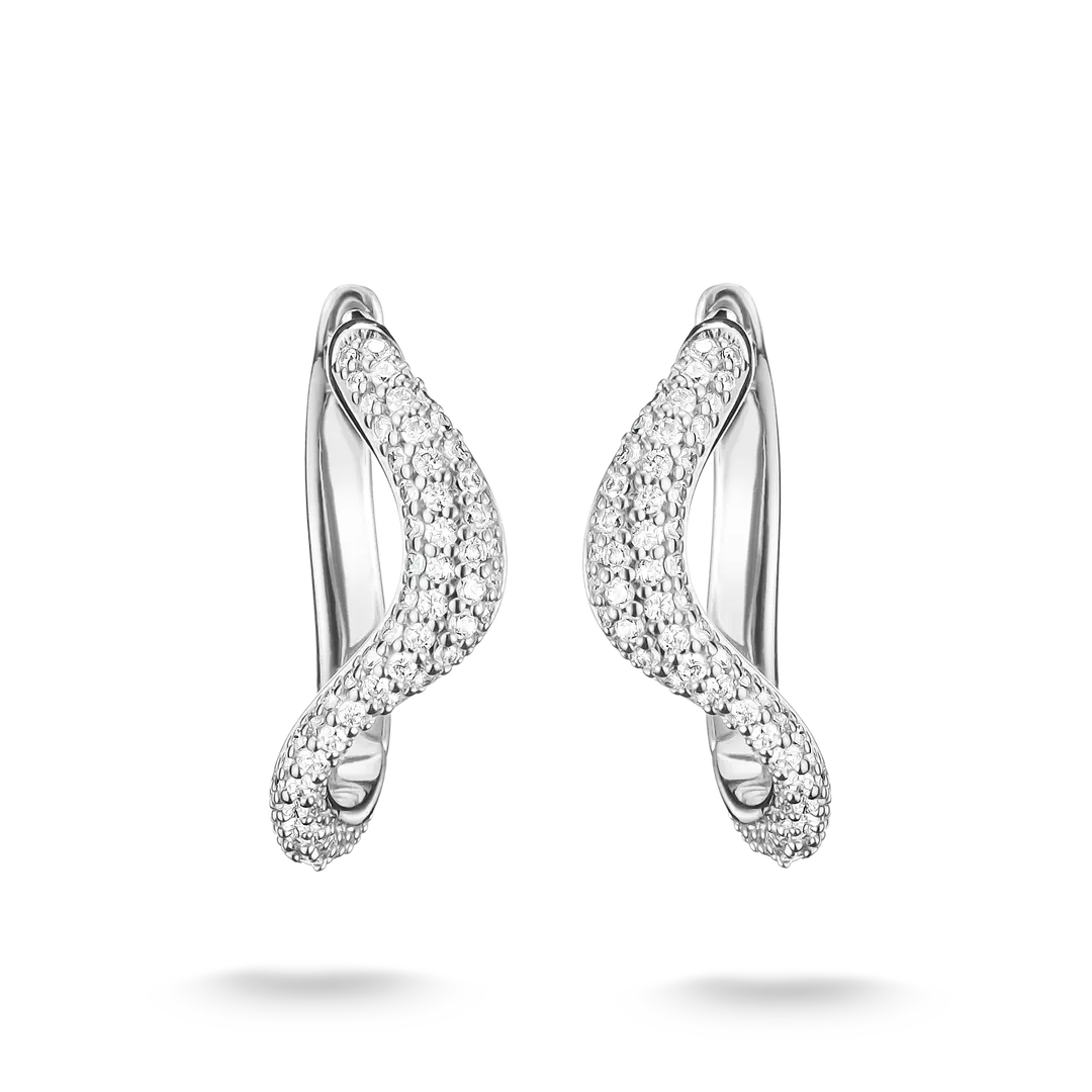 Thomas Sabo - Bold Elegence Wavy Hoop Earrings With White Zirconia - Silver