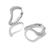 Thomas Sabo - Bold Elegence Wavy Hoop Earrings With White Zirconia - Silver