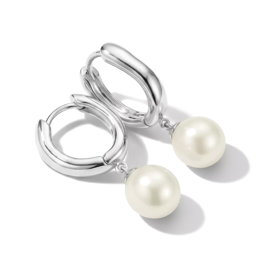 Thomas Sabo - Bold Elegence Pearl Hoop Earrings - Silver
