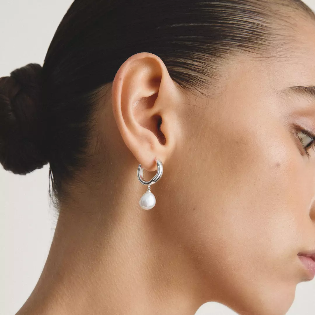 Thomas Sabo - Bold Elegence Pearl Hoop Earrings - Silver