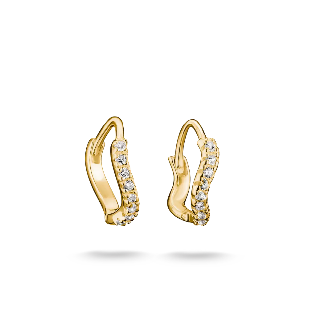 Thomas Sabo - Classic Curved Hoop Earrings With White Zirconia - Gold