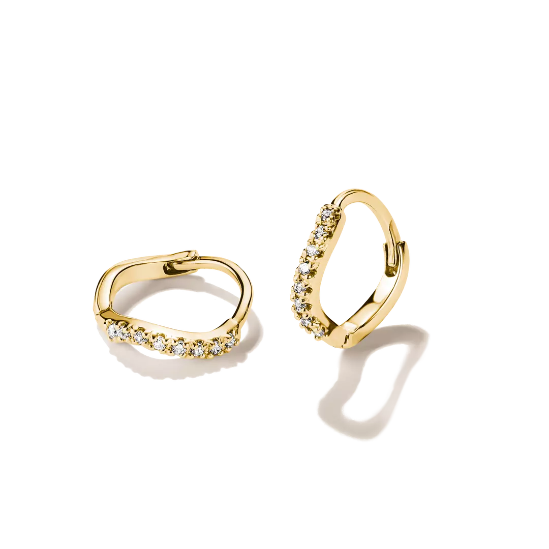 Thomas Sabo - Classic Curved Hoop Earrings With White Zirconia - Gold
