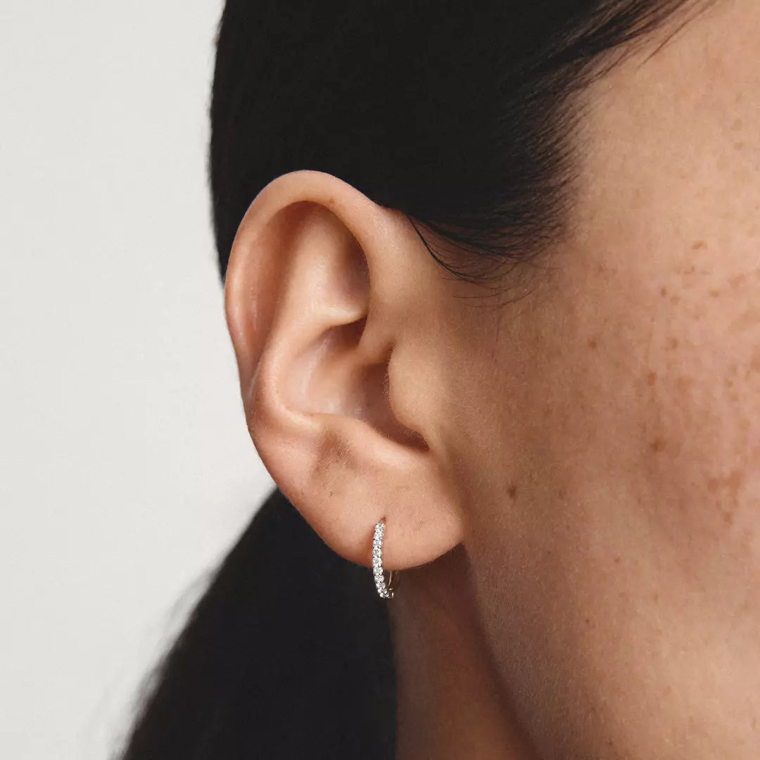 Thomas Sabo - Classic Hoop Earrings With White Zirconia - Silver