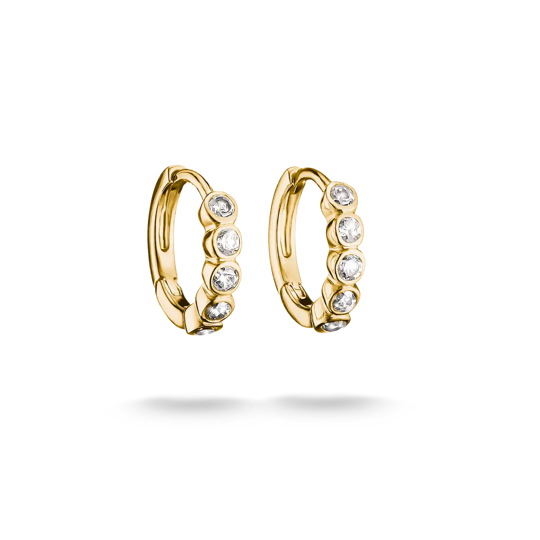 Thomas Sabo - Bezzle Set Hoop Earrings With White Zirconia - Gold
