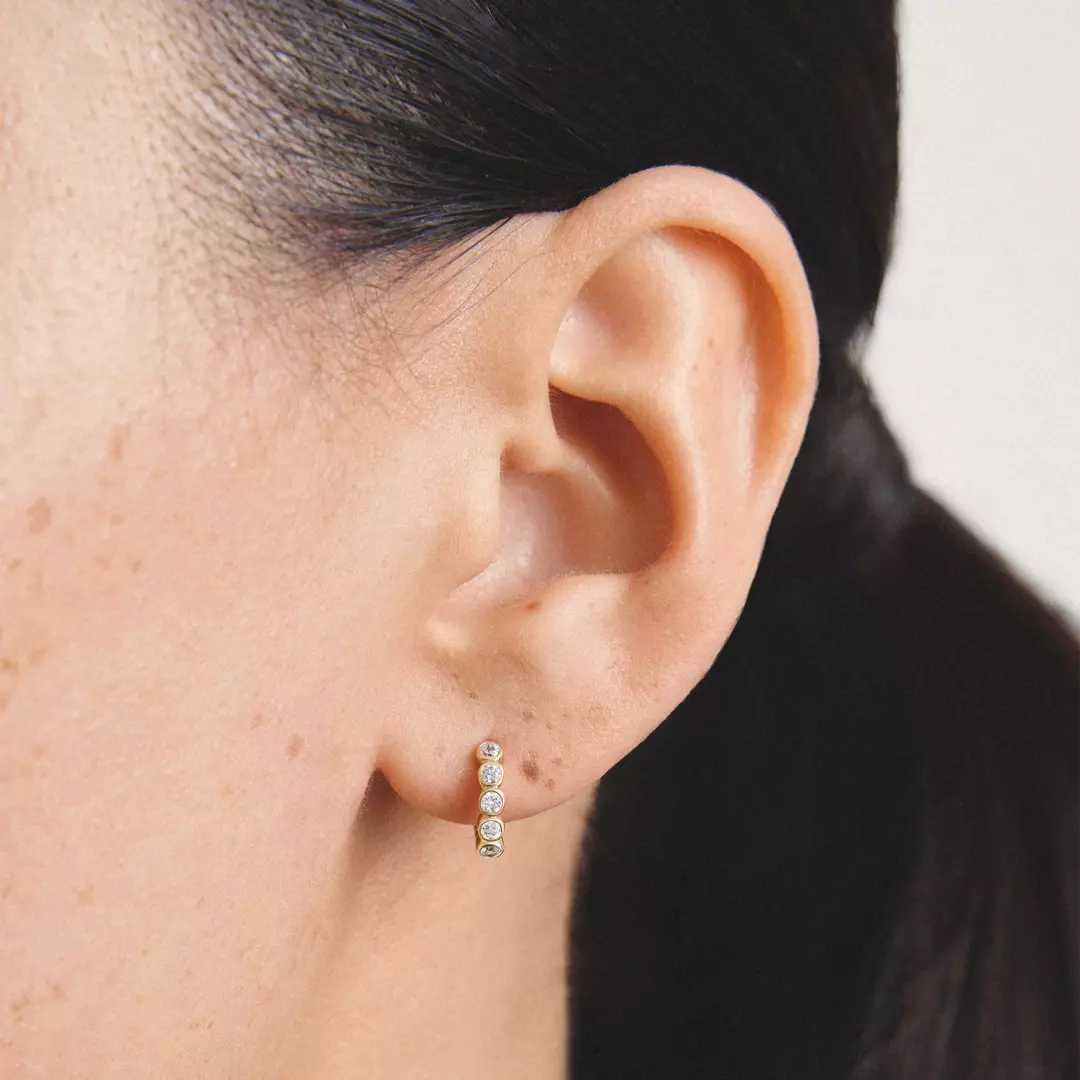 Thomas Sabo - Bezzle Set Hoop Earrings With White Zirconia - Gold