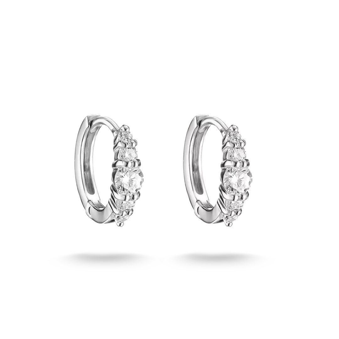 Thomas Sabo - Graduated Claw Hoop Earrings With White Zirconia - Silver