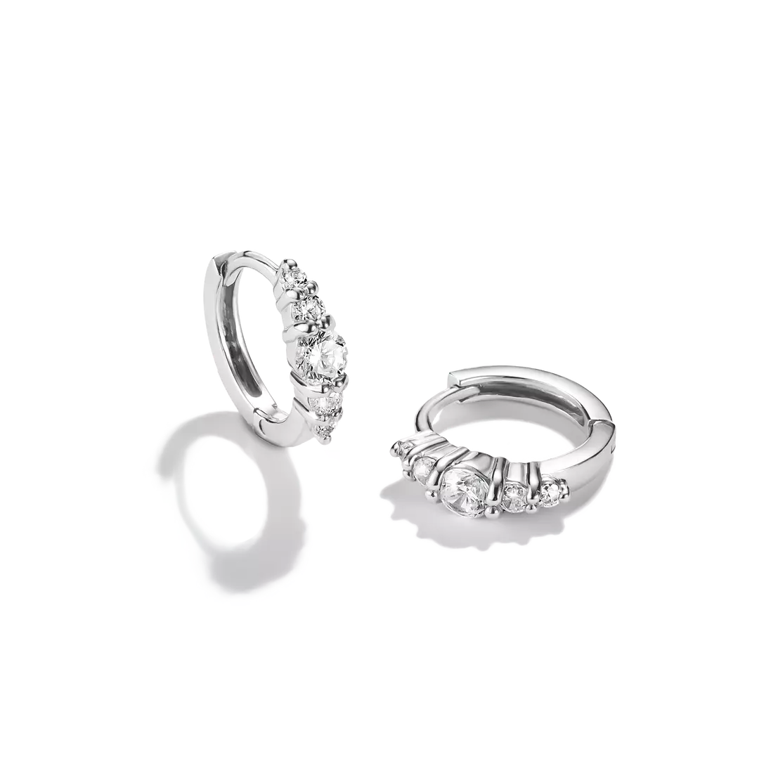 Thomas Sabo - Graduated Claw Hoop Earrings With White Zirconia - Silver