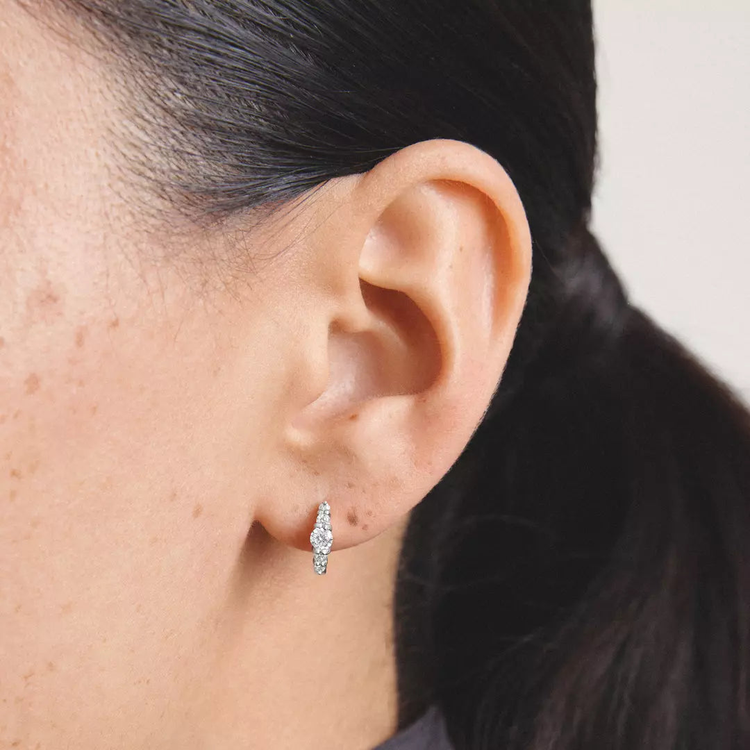 Thomas Sabo - Graduated Claw Hoop Earrings With White Zirconia - Silver