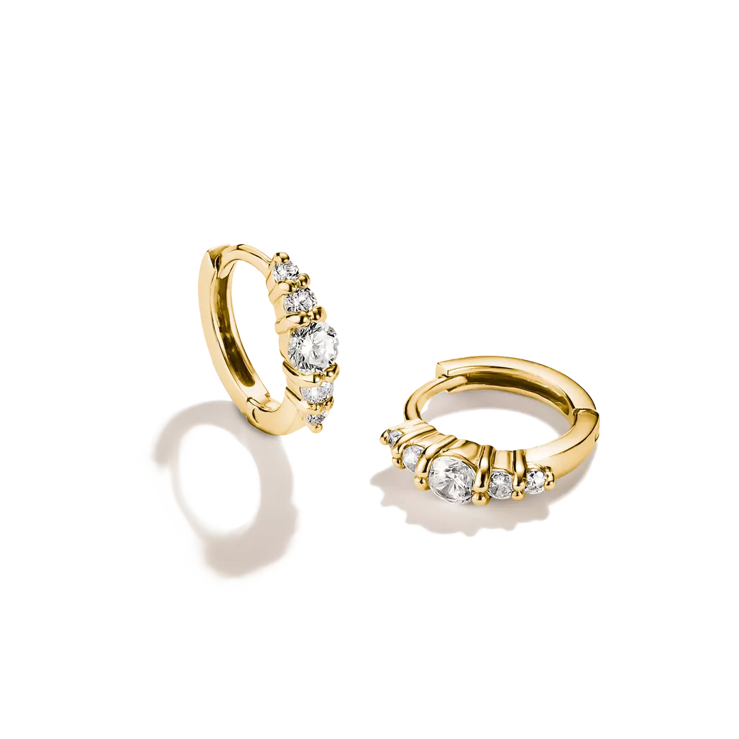 Thomas Sabo - Graduated Claw Hoop Earrings With White Zirconia - Gold