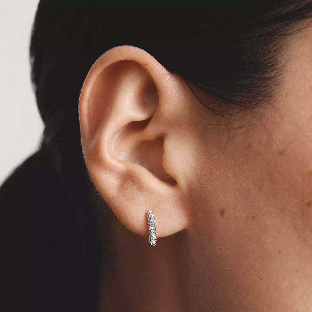 Thomas Sabo - Pave Hoop Earrings With White Zirconia - Silver