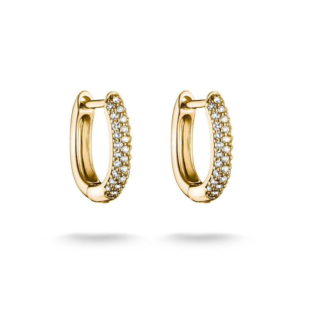 Thomas Sabo - Pave Hoop Earrings With White Zirconia - Gold