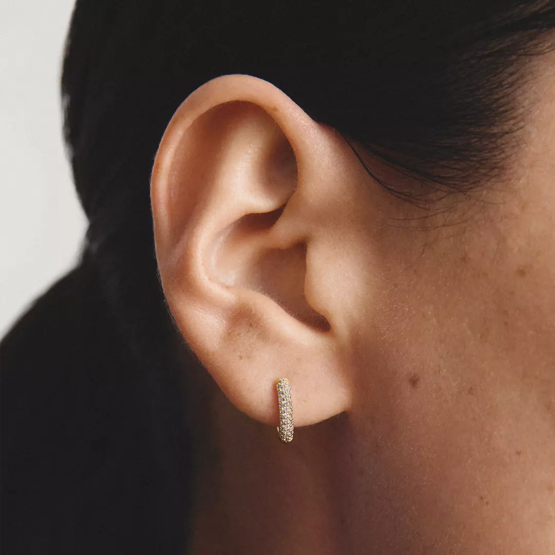 Thomas Sabo - Pave Hoop Earrings With White Zirconia - Gold
