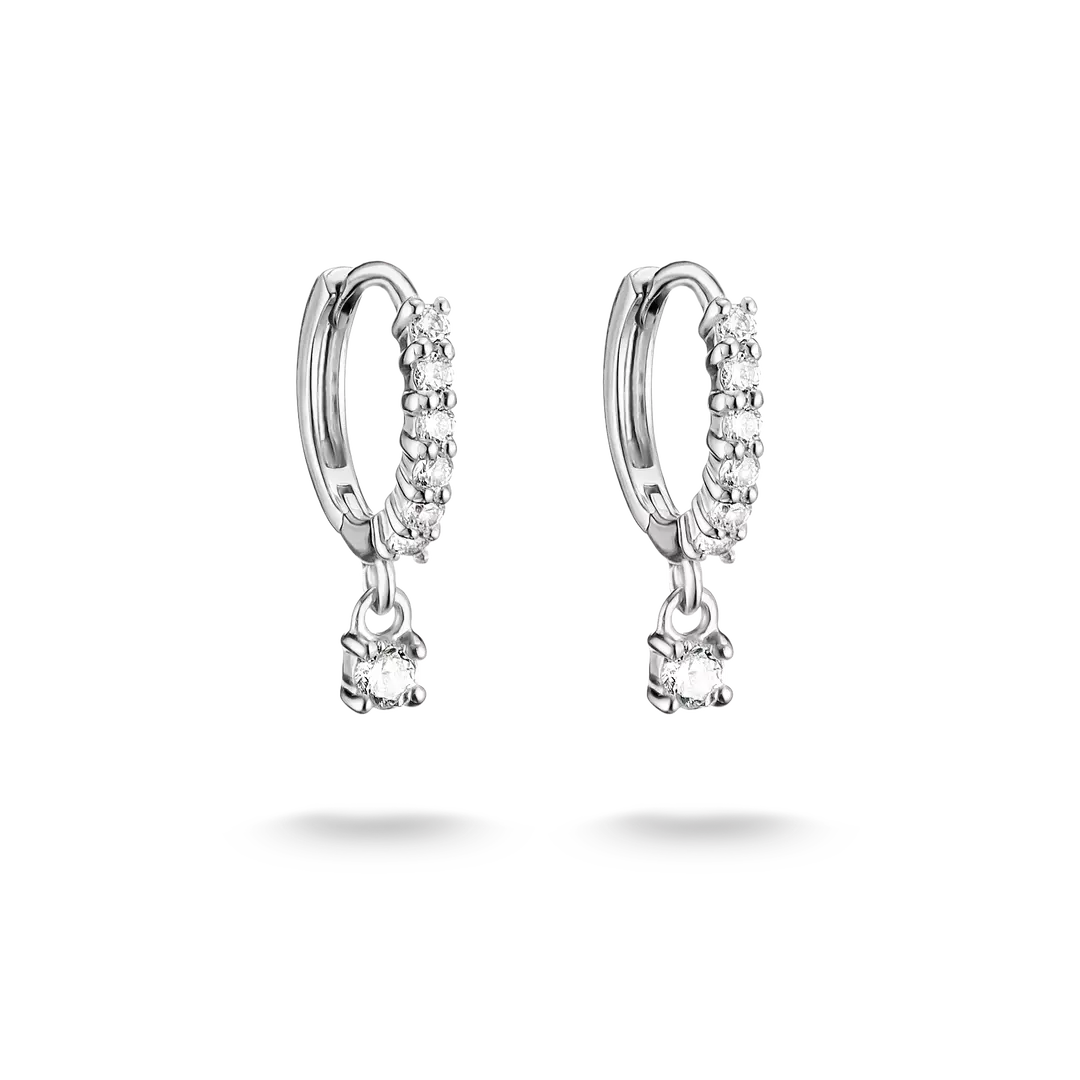Thomas Sabo - Hoop Earrings With Dangle White Brilliant-Cut Zirconia - Silver