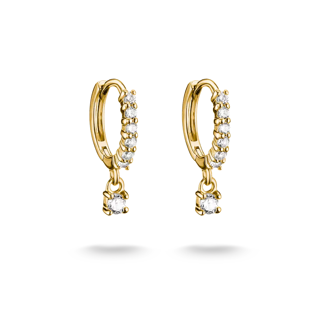 Thomas Sabo - Hoop Earrings With Dangle White Brilliant-cut Zirconia - Gold