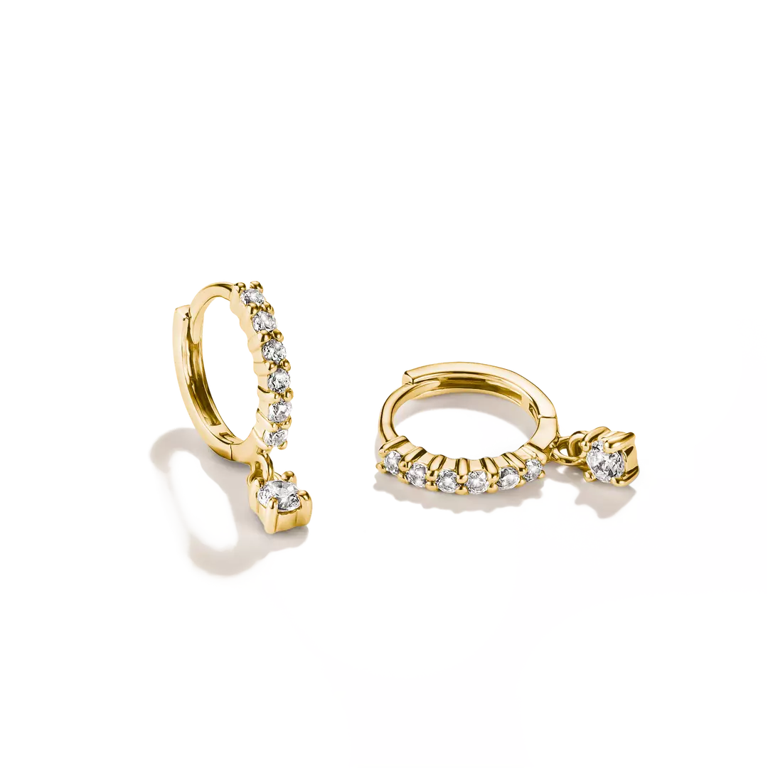 Thomas Sabo - Hoop Earrings With Dangle White Brilliant-cut Zirconia - Gold