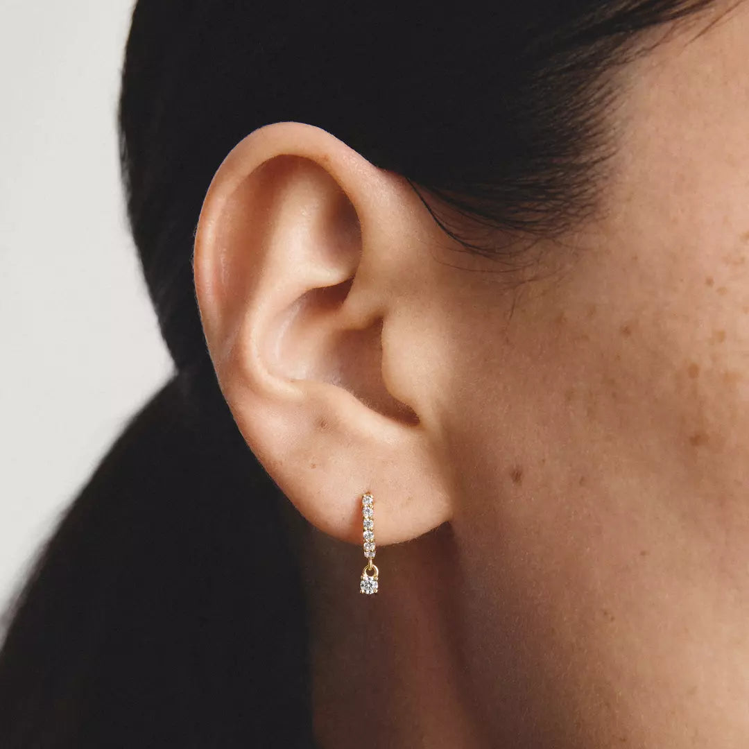 Thomas Sabo - Hoop Earrings With Dangle White Brilliant-cut Zirconia - Gold