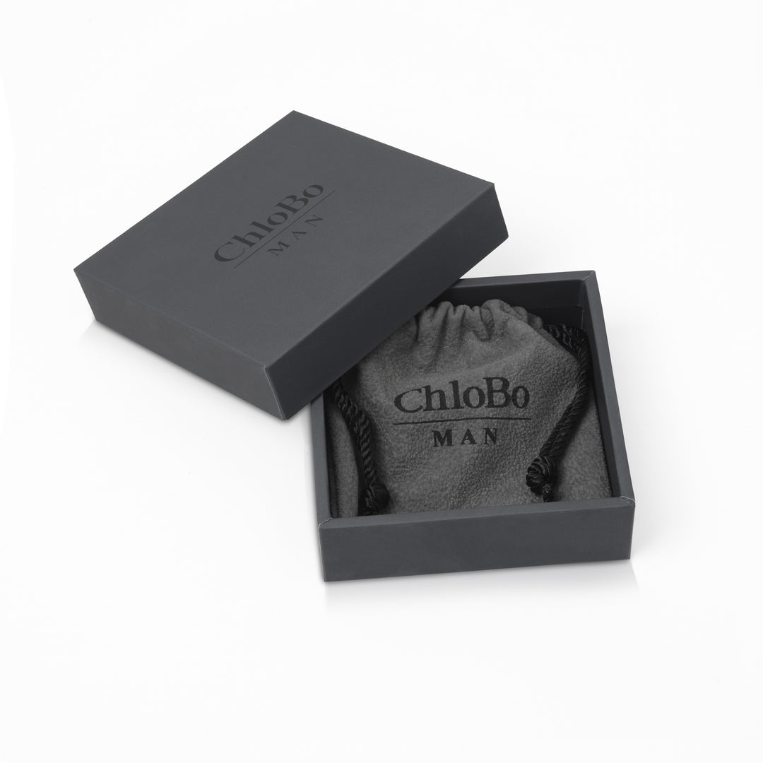 ChloBo - Men's Black Lava Principal Bracelet - Silver