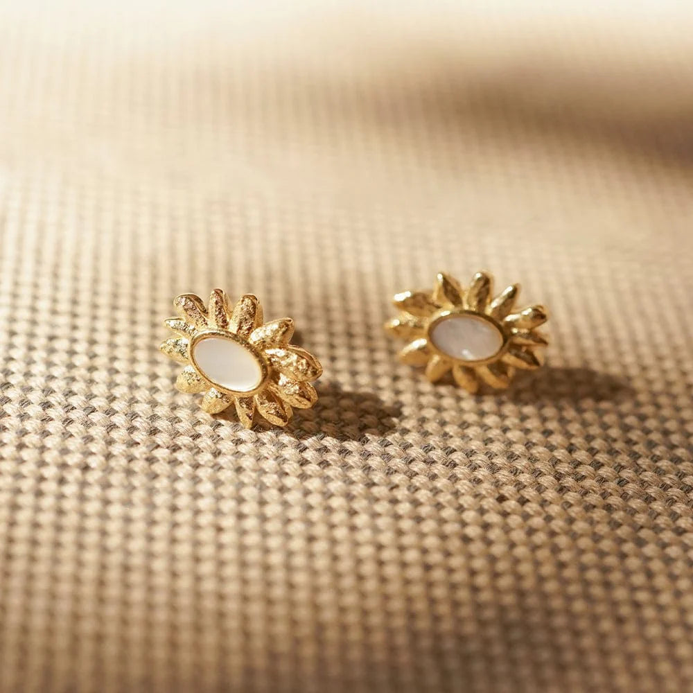 Daisy London - Daisy Mother of Pearl Stud Earrings - Gold