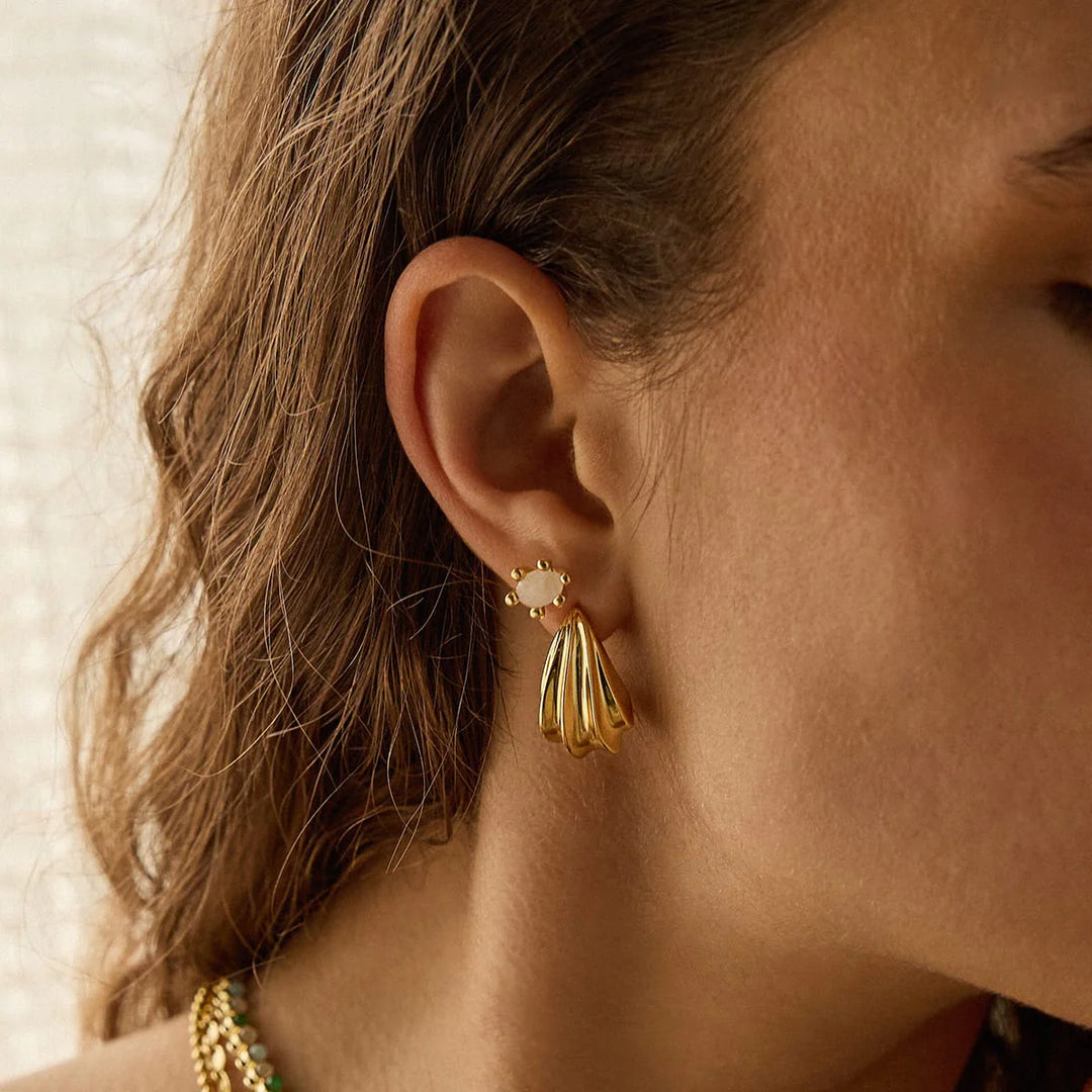 Daisy London - Bold Wave Stud Earrings - Gold