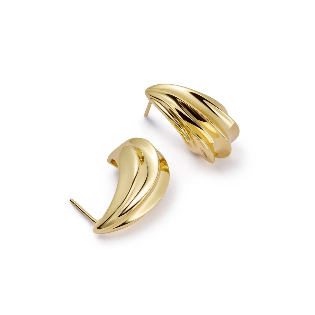 Daisy London - Bold Wave Stud Earrings - Gold