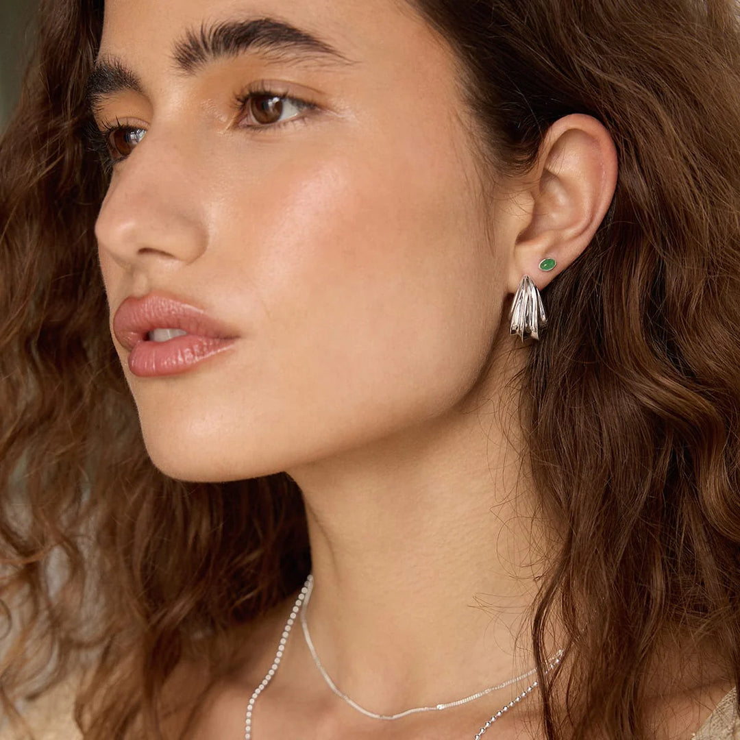 Daisy London - Bold Wave Stud Earrings - Silver